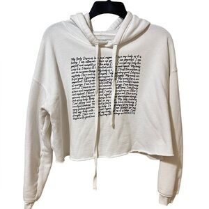 FUSED HAWAII white crop hoodie body positivity self love encouragement script LG